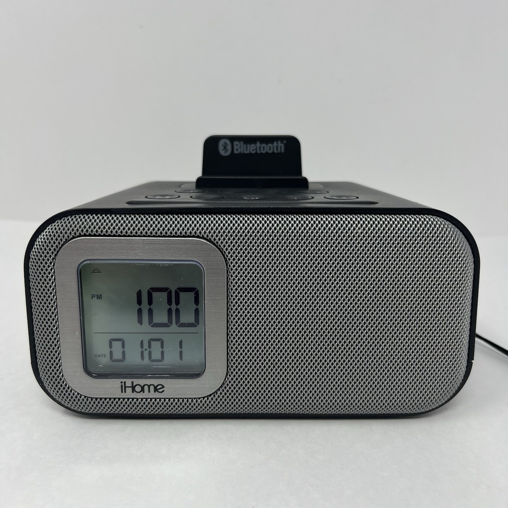 iHome Dual Alarm Clock Bluetooth Speaker USB iOS Android iBT22 AC Battery